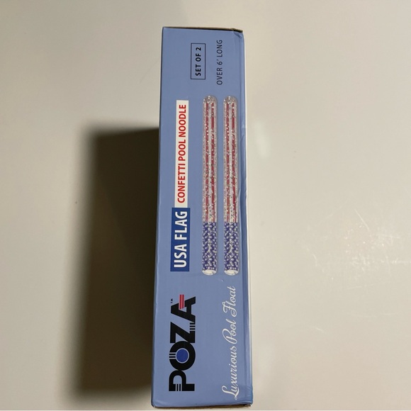 POZA 2 Pack Inflatable USA Flag Jumbo Pool Noodle Floats With Confetti, New - Picture 2 of 3